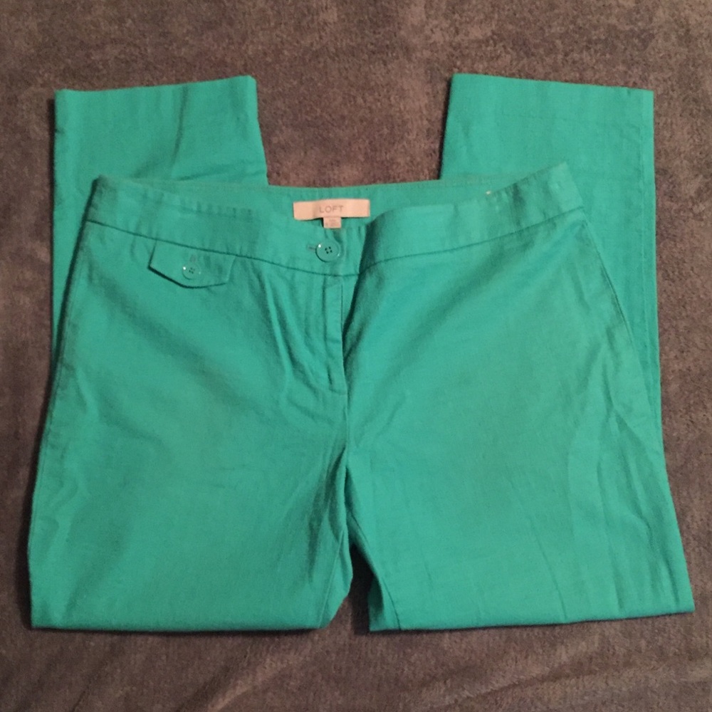 LOFT Marisa Teal Cropped Pants